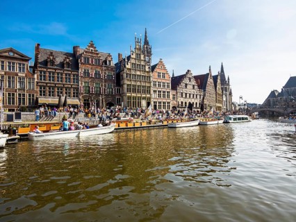 Leie River and promenade on the Graslei