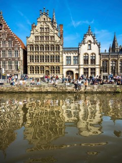Leie River and promenade on the Graslei