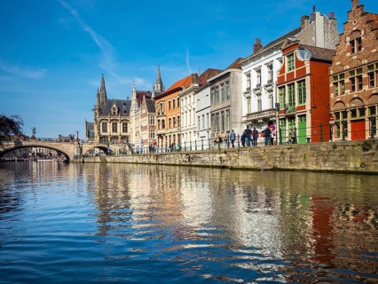View from the Leie on old guild houses