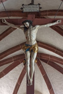 Wooden crucifix with human hair