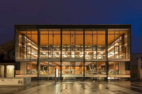 Library of the Germanic National Museum in dusk