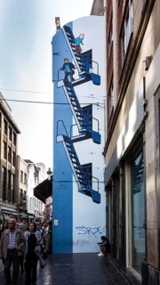 Tim and Struppi Graffiti on house facade