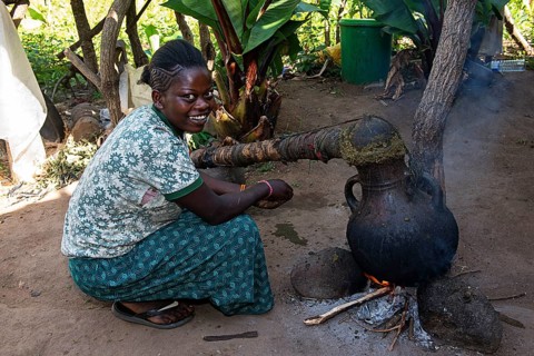 Woman working in a distillery