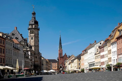 Market place with City Hall and Bruderkirche Church