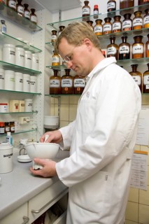 Pharmacist with mortar