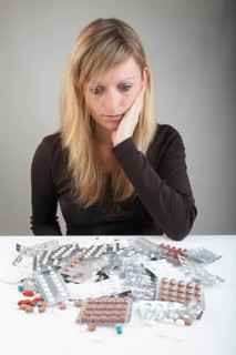 Young woman sitting skeptical