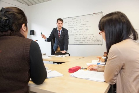 Teacher with students