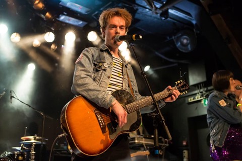 The Swedish indie pop band I'm from Barcelona with singer and frontman Emanuel Lundgren live in the Schuur Lucerne