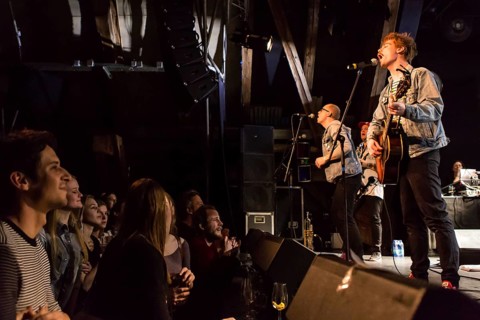 The Swedish indie pop band I'm from Barcelona with singer and frontman Emanuel Lundgren live in the Schuur Lucerne
