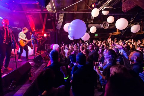 The Swedish indie pop band I'm from Barcelona with singer and frontman Emanuel Lundgren live in the Schuur Lucerne