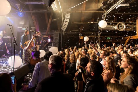 The Swedish indie pop band I'm from Barcelona with singer and frontman Emanuel Lundgren live in the Schuur Lucerne