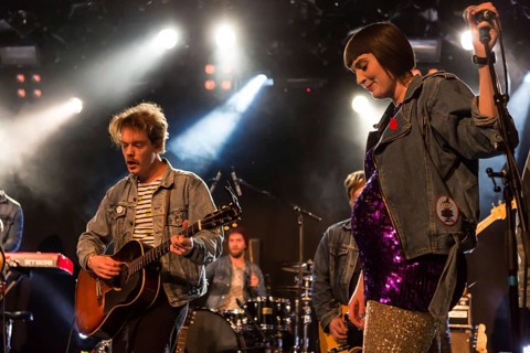 The Swedish indie pop band I'm from Barcelona with singer and frontman Emanuel Lundgren live in the Schuur Lucerne