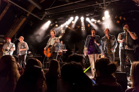 The Swedish indie pop band I'm from Barcelona with singer and frontman Emanuel Lundgren live in the Schuur Lucerne