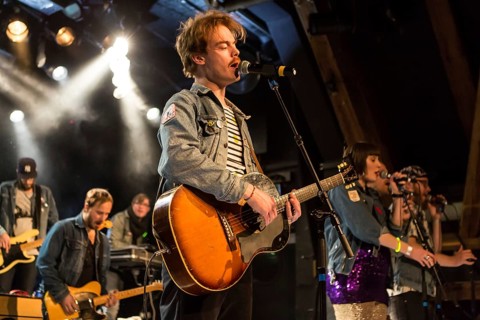 The Swedish indie pop band I'm from Barcelona with singer and frontman Emanuel Lundgren live in the Schuur Lucerne