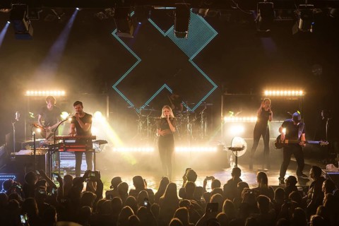 The German electro-pop and singer-songwriter band Glasperlenspiel with singer Carolin Niemczyk and keyboarder Daniel Grunenberg live at a single Swiss concert in the sold out Kofmehl in Solothurn
