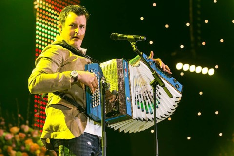 The Austrian pop singer and accordion player Marc Pircher live at the 16th Schlager Nacht in Lucerne