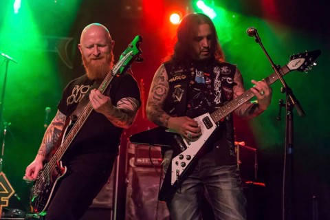 Ralf Garcia bassist and guitarist from the Swiss metal band Piranha live in the Schuur Lucerne