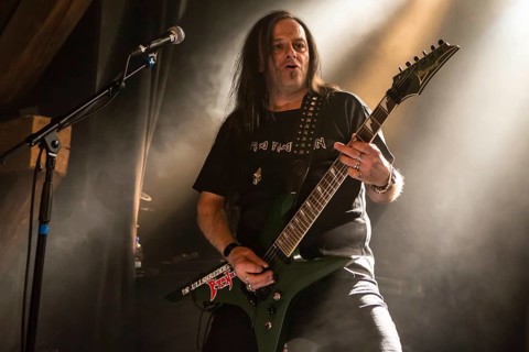 Guitarist of the Swiss metal band Piranha live in the Schuur Lucerne