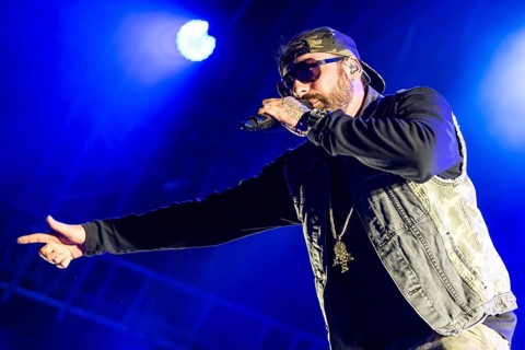 The German rapper and producer Paul Hartmut Wurdig alias Sido live at the 26th Heitere Open Air in Zofingen