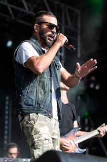 The swiss rapper and musician Marco Bliggensdorfer alias Bligg live at the 26th Heitere Open Air in Zofingen