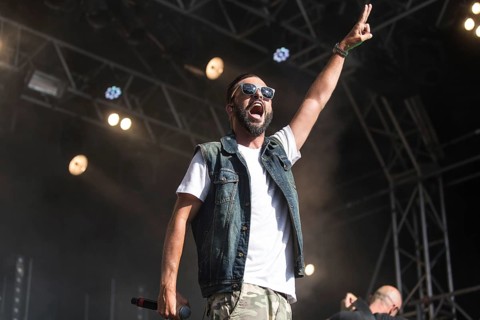 The swiss rapper and musician Marco Bliggensdorfer alias Bligg live at the 26th Heitere Open Air in Zofingen