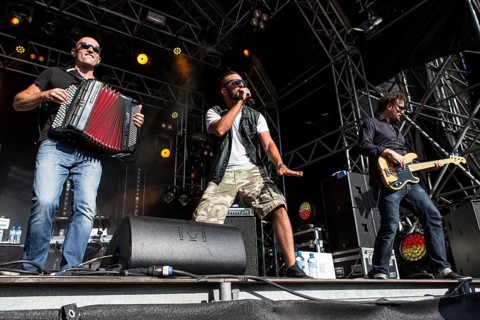 The swiss rapper and musician Marco Bliggensdorfer alias Bligg live at the 26th Heitere Open Air in Zofingen