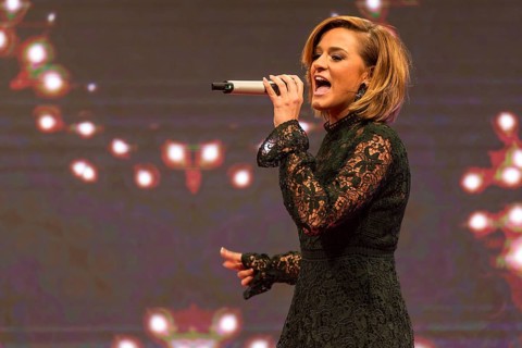 The Swiss singer Gianina Fabricatore live at the performance of the election and show evening Miss Central Switzerland 2016 at Pilatusmarkt Kriens