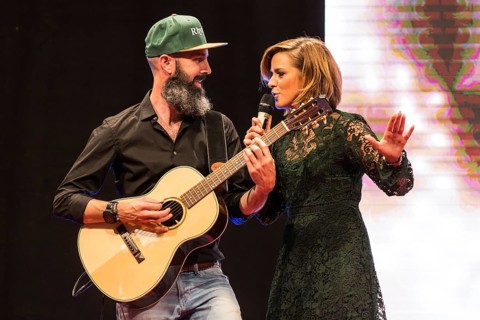 The Swiss singer Gianina Fabricatore live at the performance of the election and show evening Miss Central Switzerland 2016 at Pilatusmarkt Kriens