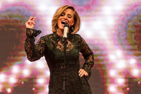 The Swiss singer Gianina Fabricatore live at the performance of the election and show evening Miss Central Switzerland 2016 at Pilatusmarkt Kriens