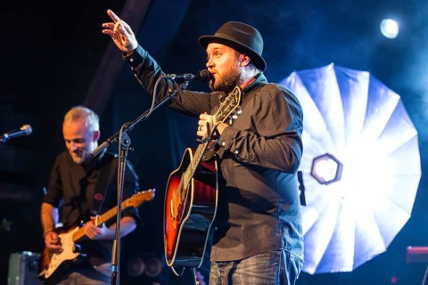 The Swiss singer and songwriter Lukas Linder alias Henrik Belden with band at the record baptism live in the Schuur Lucerne