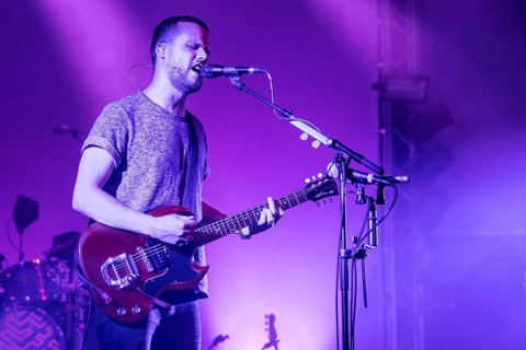 The English alternative rock band White Lies with frontman Harry McVeigh live at the 25th Blue Balls Festival in Lucerne
