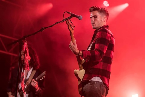 The Icelandic rock band Kaleo with singer and frontman Jokull Juliusson live at the 28th Heitere Open Air in Zofingen