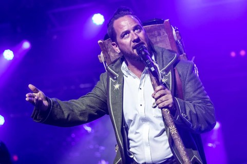 The Swiss dialect pop singer Marc A. Trauffer aka Trauffer live at the 28th Heitere Open Air in Zofingen