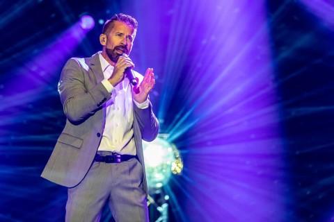 Swiss pop singer and presenter Leonard live at the 19th Schlagernacht in Lucerne