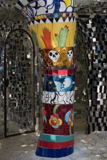 Colorful pillar at Giardino dei Tarocchi or Garden of the Tarot