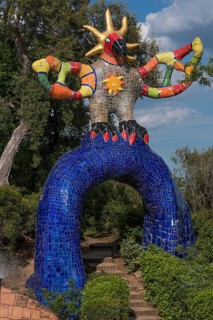 Colorful sculpture in the Giardino dei Tarocchi or Garden of the Tarot