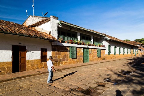 White Houses and Cobblestone Street