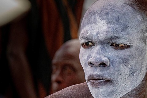 White painted warrior at Millet Festival