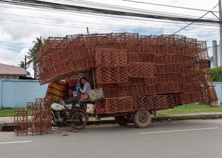 Motorcycle with fully loaded trailer