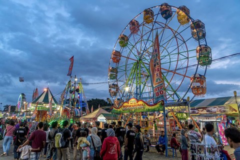 funfair with Ferris wheel in Yogyakarta