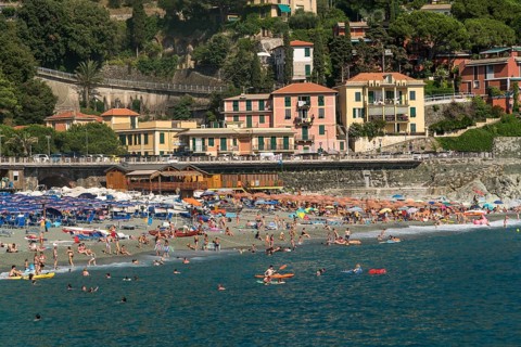 Tourists at the beach of Levanto