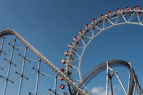 Roller coaster and Ferris wheel
