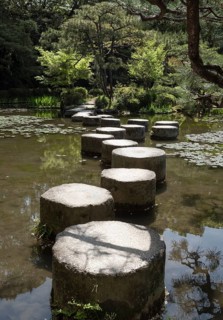 Stepping stones in pond at Heian Jingu gardens
