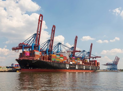 Container ship loaded with containers