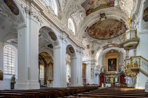 Nave with Baroque interior by Hans Georg Asam