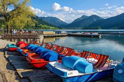 Pedal boats and beer garden at the Schliersee