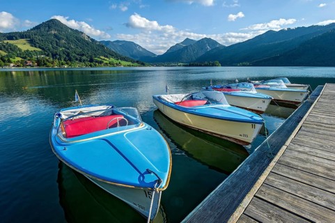 Electric boats at jetty