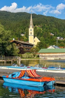 Pedal boats and electric boats at jetty