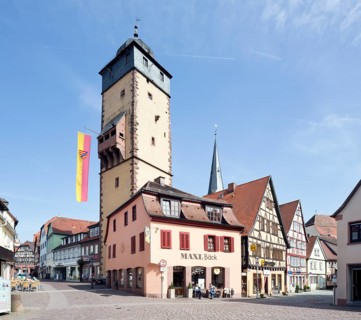 Half-timbered houses and Bayersturm in the historic city