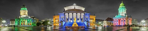 Illuminated Gendarmenmarkt with German Cathedral